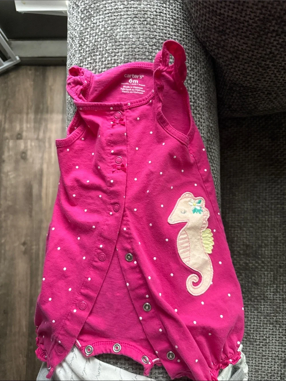 Carter's Hot Pink Polka Dot Seahorse Romper